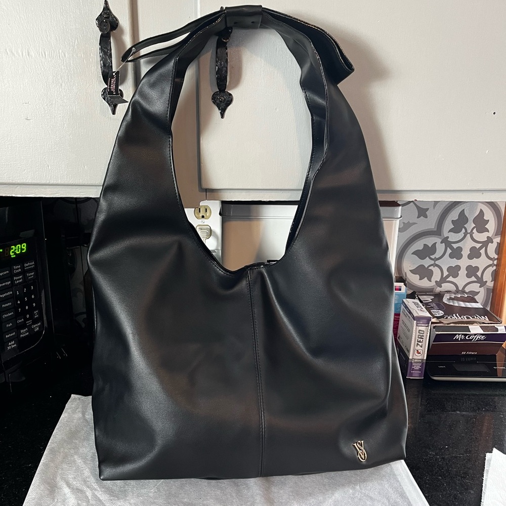 Victoria’s Secret Black Vegan Leather Bow  Bag